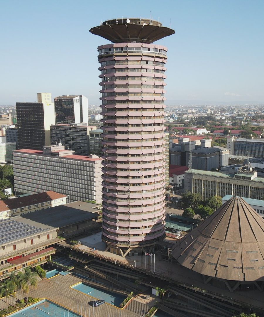 Aerial view of the Kenyatta International Convention Centre and central Nairobi