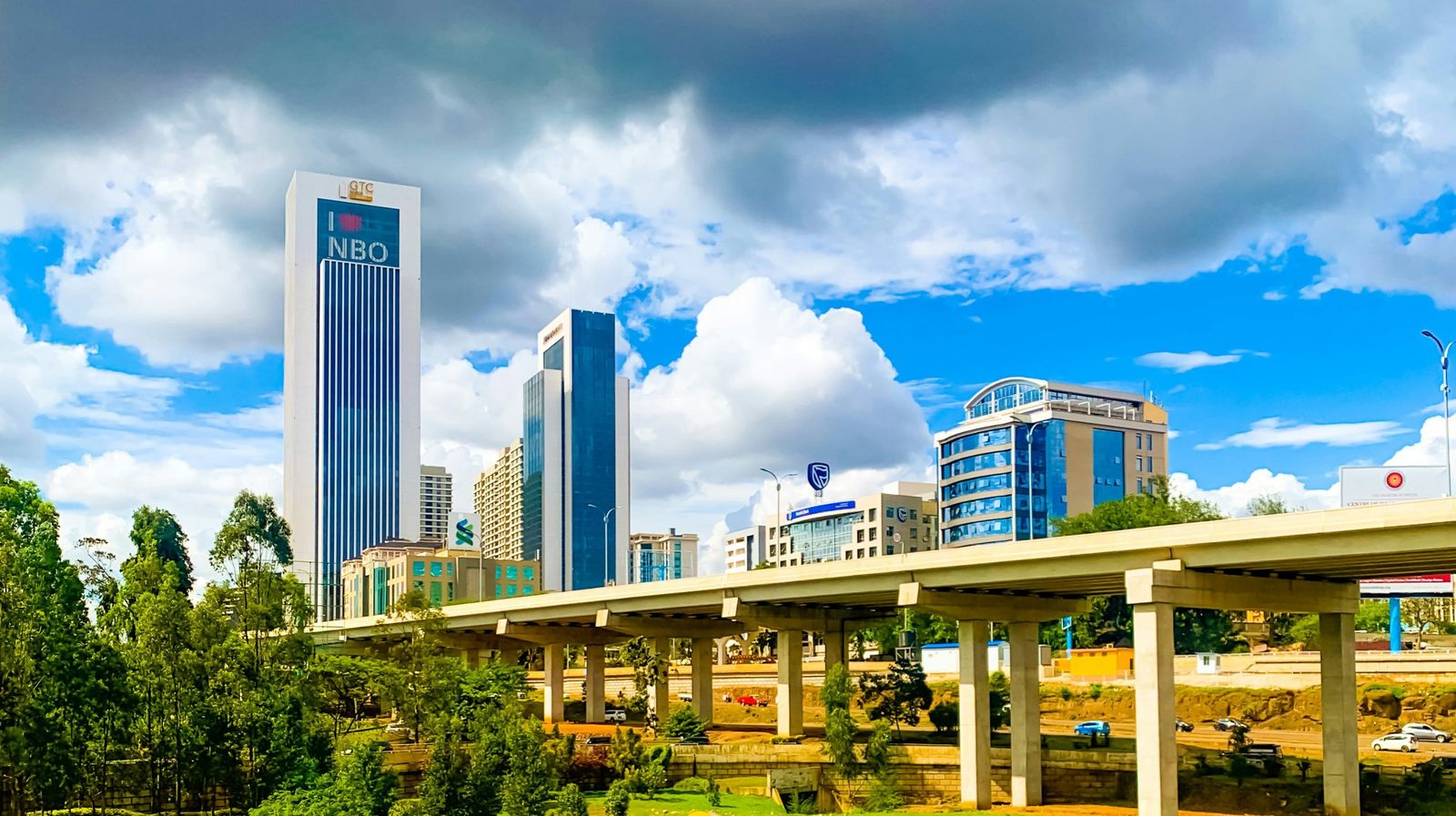 Westlands skyline in Nairobi under a bright sky